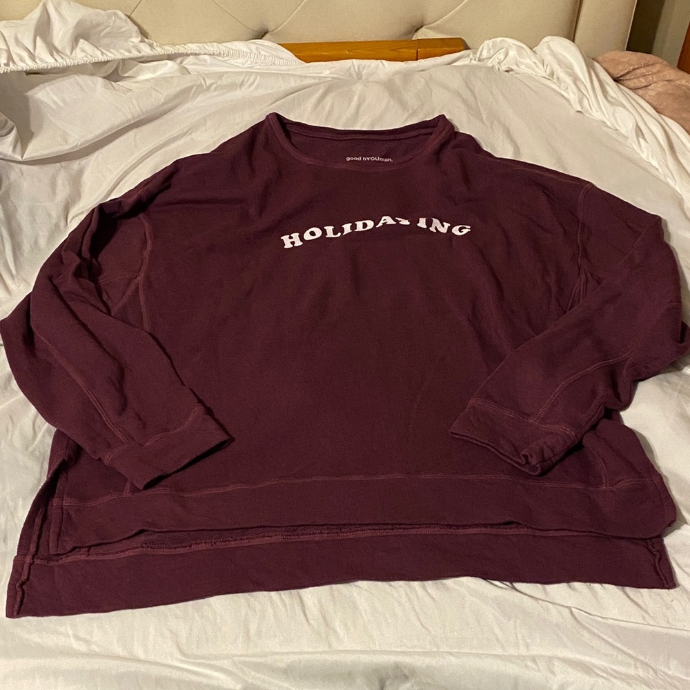 Good hYOUman Maroon Holiday Top